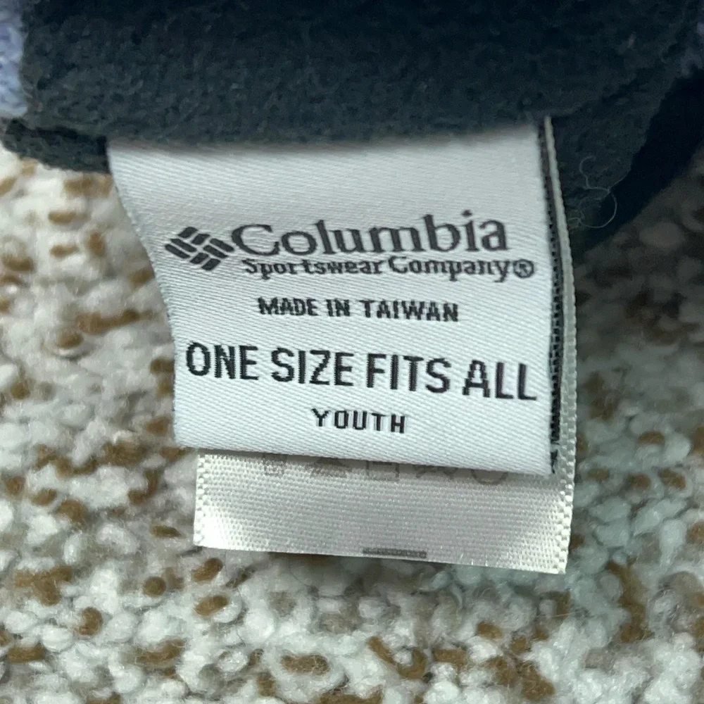 Columbia Beanie‎ Hat Youth One Size Blue Knit Fleece = Tassel Winter Wool Blend